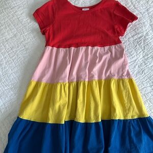 Hanna Andersson Tiered Colorbock Twirl Dress - size 6-7